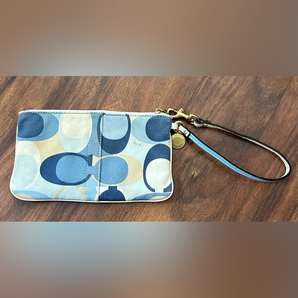 Coach Blue and Cream Wristlet